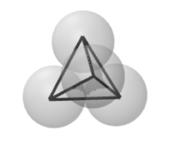Tetrahedron structure with spheres superimposed